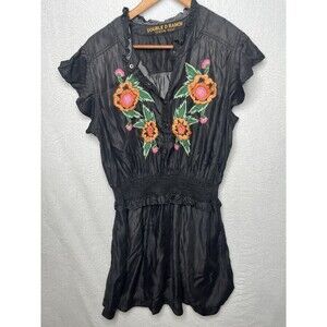 Double D Ranch Luna Embroidered Floral Summer Mini Dress Lightweight medium